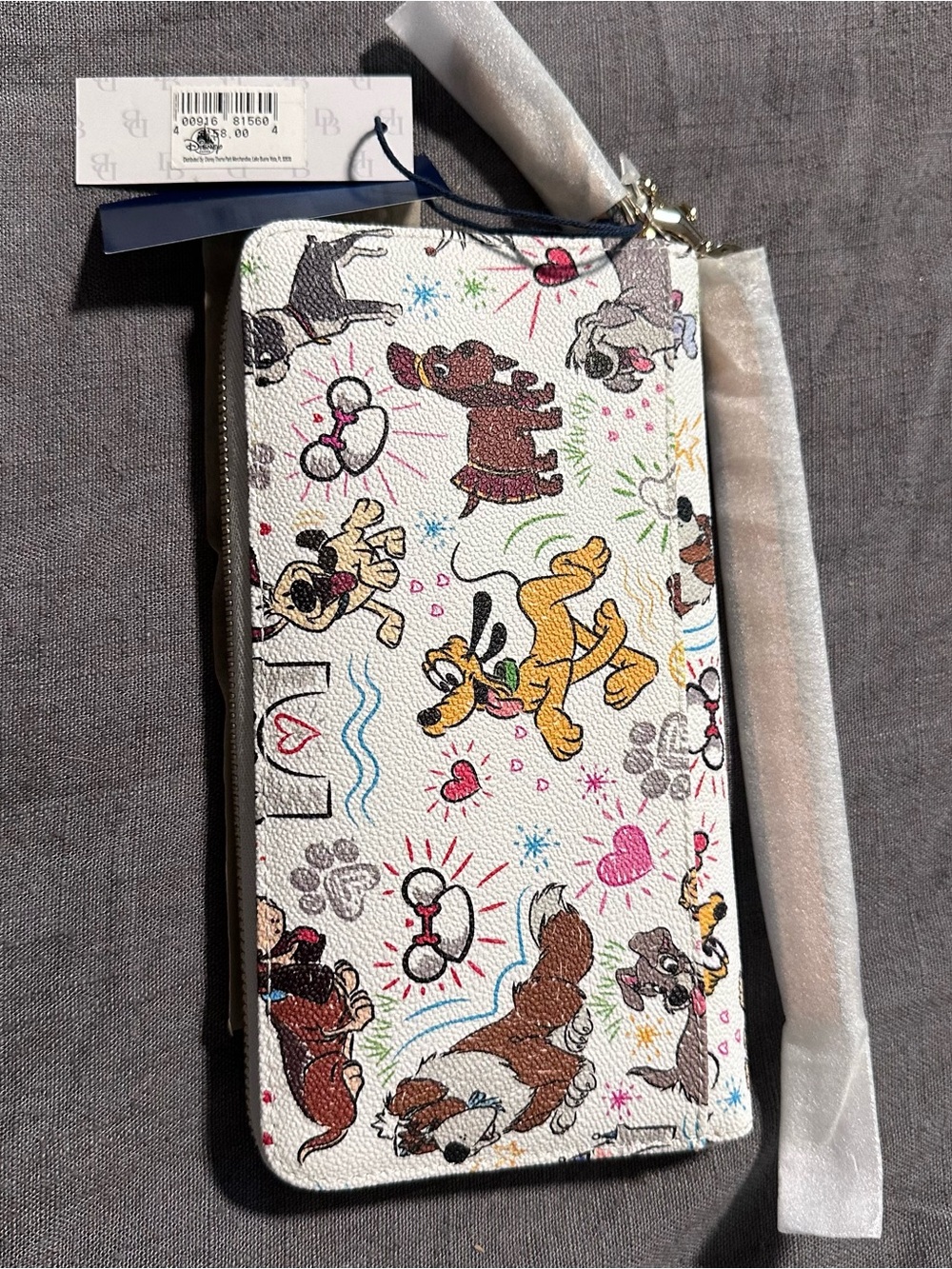 Dooney & Bourke White Disney Character Dogs Sketch Wristlet